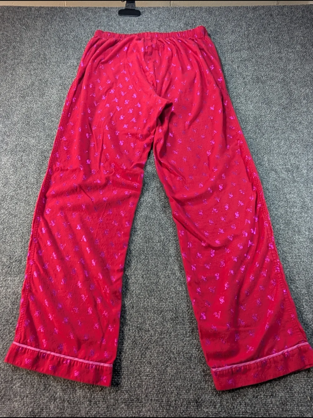 Victoria's Secret Women’s Small Red Sleep Pants with Satin Tie Glitter Logos